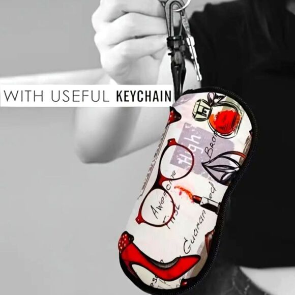 Sunglasses case portable neoprene zipper case  safety eyeglasses box with clip - Picture 1 of 13